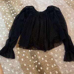 Zara - Elegant Black Sheer Women's Top